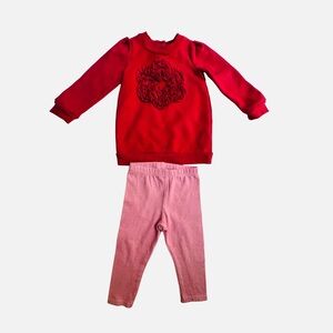 ❤️ Koala Kids Baby Girl Outfit Set 12M | Red Top + Pink Leggings ❤️